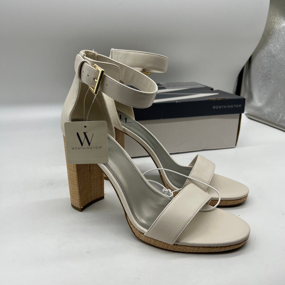 Worthington Womens Lynch Heeled Sandals Ivory Size 11M - Picture 1 of 11